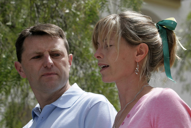 Gerry and Kate McCann address the media regarding their missing daughter Madeleine, in Lagos