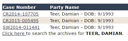 Damian Teer cases in Maricopa County