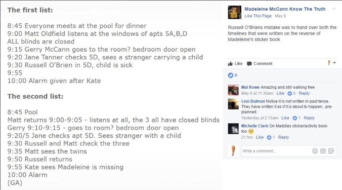 timeslines written on stickerbook